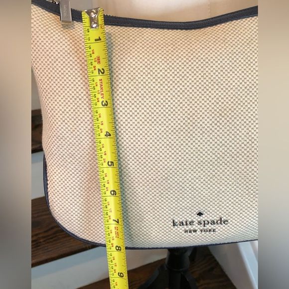 KATE SPADE Navy Leather & Woven Tote Crossbody Shoulder Bag Two Straps Included - Picture 11 of 15